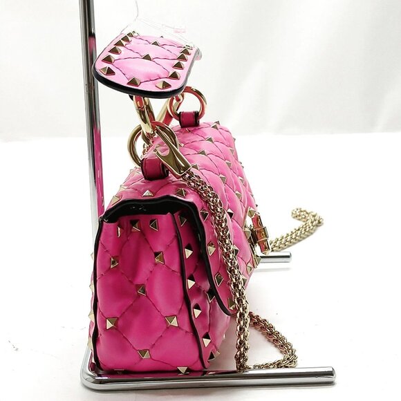 Authentic Valentino Garavani Pink Leather Shoulder Bag mn845-112525 - Picture 4 of 16